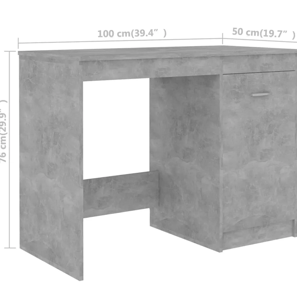 vidaXL Bureau 140x50x76 cm bewerkt hout betongrijs