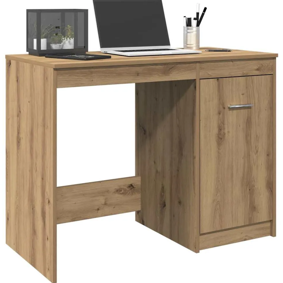 vidaXL Bureau 100x50x76 cm bewerkt hout artisanaal eikenkleur