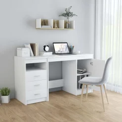 vidaXL Bureau 140x50x76 cm bewerkt hout wit