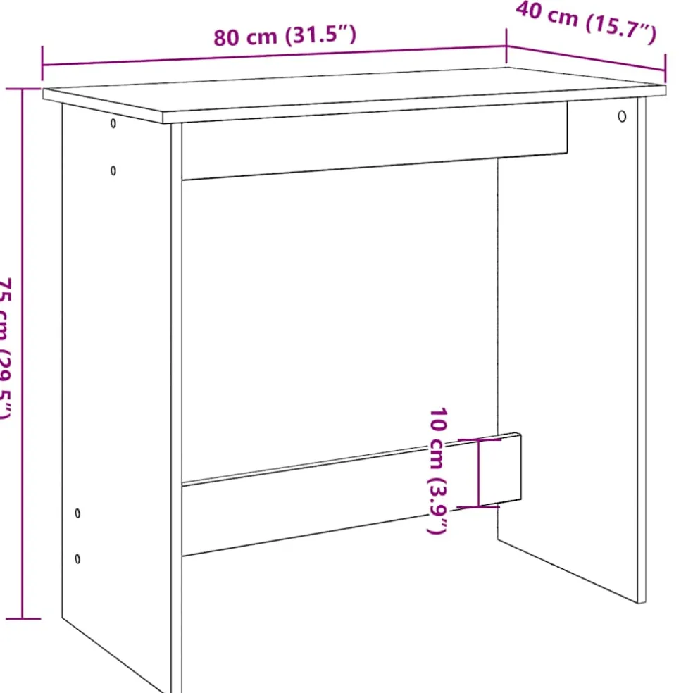 vidaXL Bureau 80x40x75 cm bewerkt hout zwart