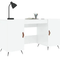vidaXL Bureau 140x50x75 cm bewerkt hout hoogglans wit