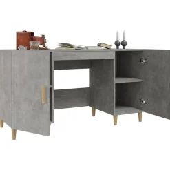 vidaXL Bureau 140x50x75 cm bewerkt hout betongrijs