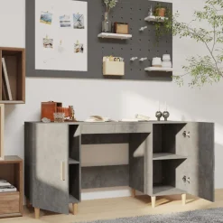 vidaXL Bureau 140x50x75 cm bewerkt hout betongrijs
