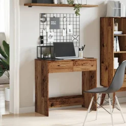 vidaXL Bureau 80x40x75 cm bewerkt hout oud houtkleurig