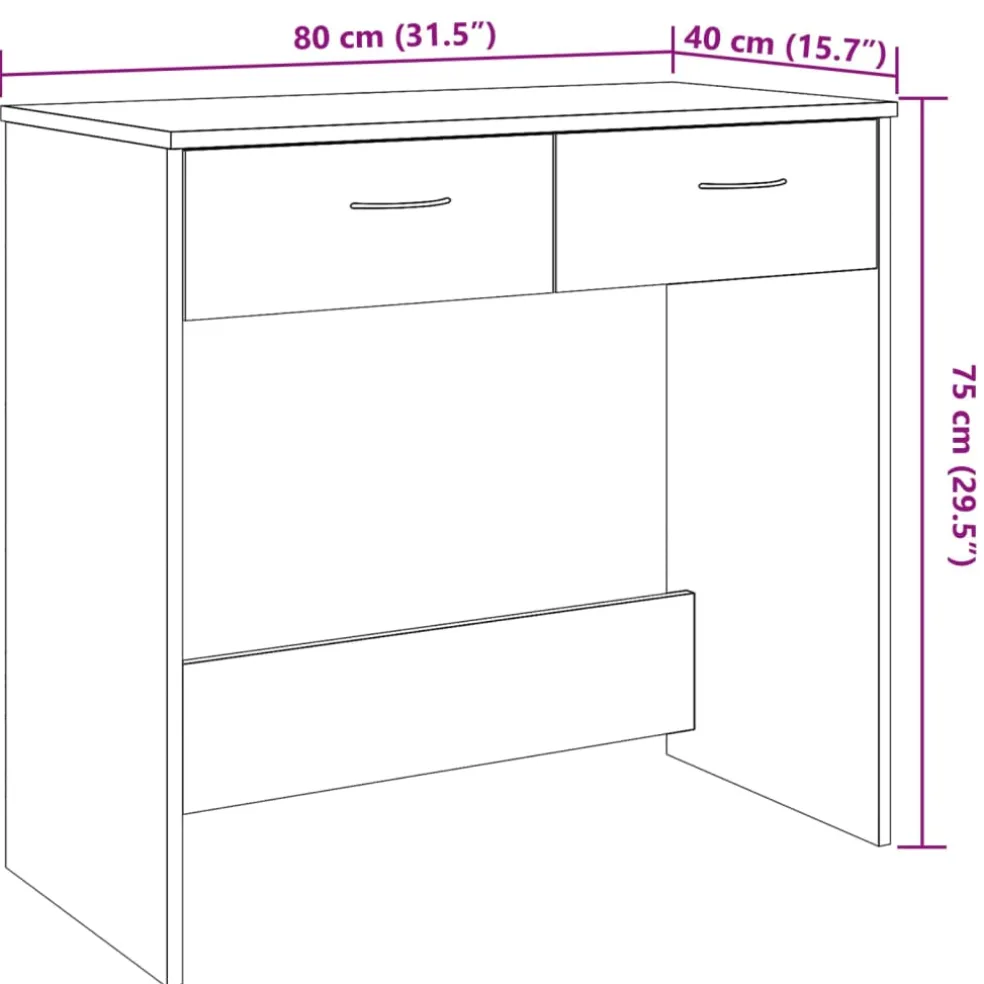 vidaXL Bureau 80x40x75 cm bewerkt hout oud houtkleurig