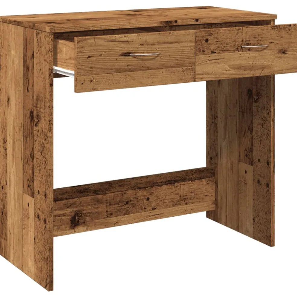 vidaXL Bureau 80x40x75 cm bewerkt hout oud houtkleurig