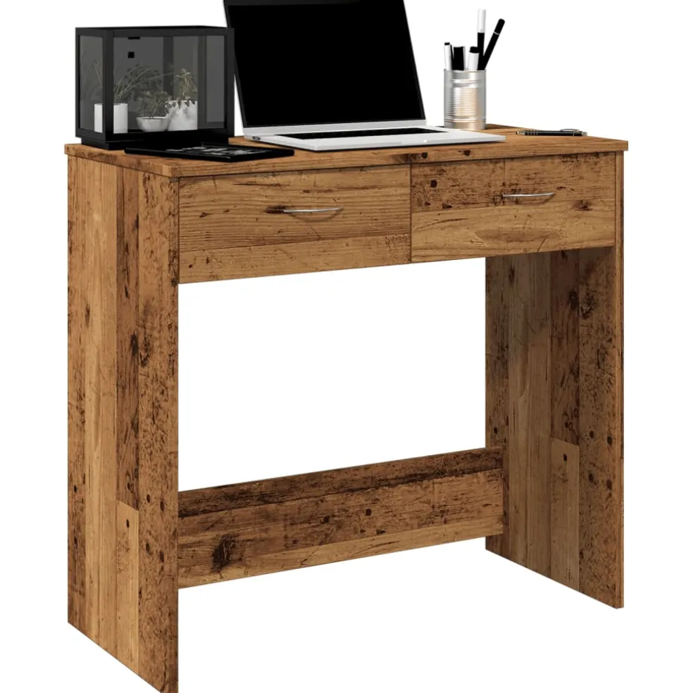 vidaXL Bureau 80x40x75 cm bewerkt hout oud houtkleurig