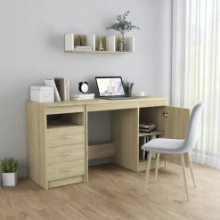 vidaXL Bureau 140x50x76 cm bewerkt hout sonoma eikenkleurig
