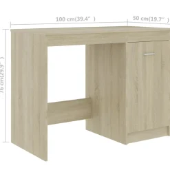 vidaXL Bureau 140x50x76 cm bewerkt hout sonoma eikenkleurig