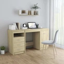vidaXL Bureau 140x50x76 cm bewerkt hout sonoma eikenkleurig