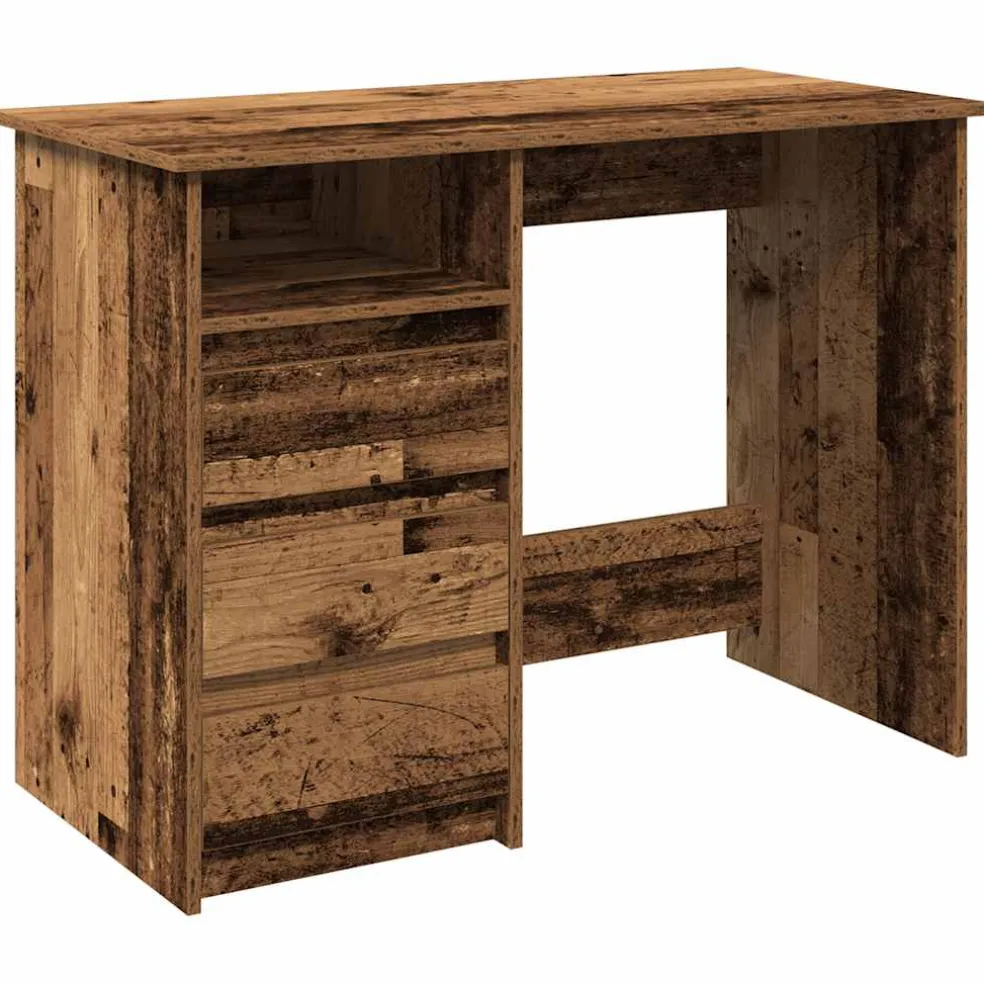 vidaXL Bureau 102x50x75 cm bewerkt hout oud houtkleurig