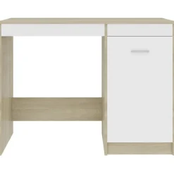 vidaXL Bureau 100x50x76 cm bewerkt hout wit en sonoma eikenkleurig