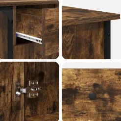 vidaXL Bureau 141x141x75 cm bewerkt hout gerookt eikenkleurig