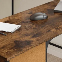 vidaXL Bureau 141x141x75 cm bewerkt hout gerookt eikenkleurig