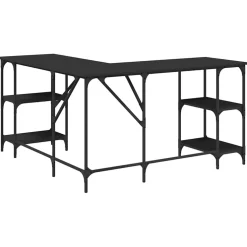 vidaXL Bureau 139x139x75 cm bewerkt hout zwart