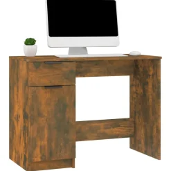 vidaXL Bureau 100x50x75 cm bewerkt hout gerookt eikenkleurig