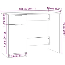 vidaXL Bureau 100x50x75 cm bewerkt hout gerookt eikenkleurig
