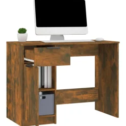vidaXL Bureau 100x50x75 cm bewerkt hout gerookt eikenkleurig