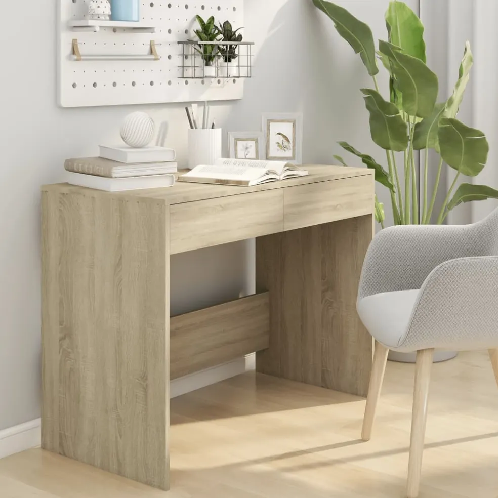 vidaXL Bureau 101x50x76,5 cm bewerkt hout sonoma eikenkleurig