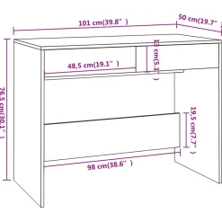 vidaXL Bureau 101x50x76,5 cm bewerkt hout sonoma eikenkleurig