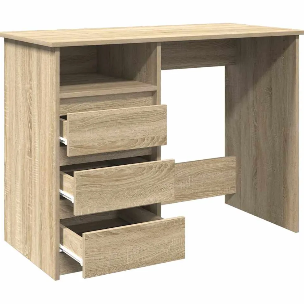 vidaXL Bureau 102x50x75 cm bewerkt hout sonoma eikenkleurig