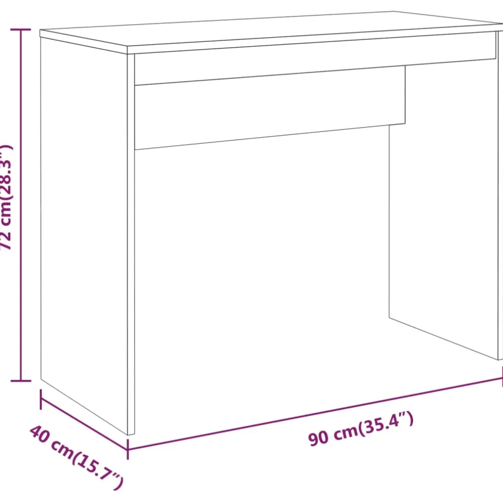 vidaXL Bureau 90x40x72 cm bewerkt hout grijs sonoma eikenkleurig