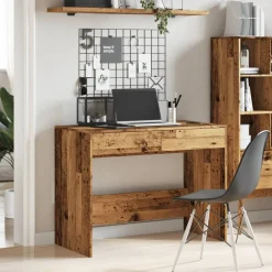 vidaXL Bureau 101x50x76,5 cm bewerkt hout oud houtkleurig