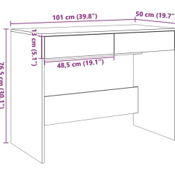 vidaXL Bureau 101x50x76,5 cm bewerkt hout oud houtkleurig