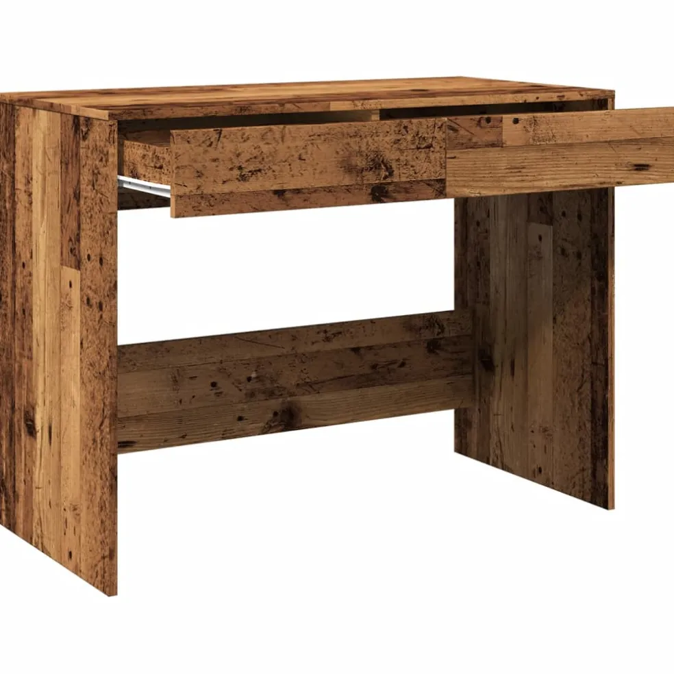 vidaXL Bureau 101x50x76,5 cm bewerkt hout oud houtkleurig