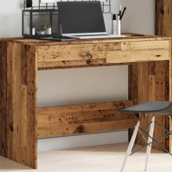 vidaXL Bureau 101x50x76,5 cm bewerkt hout oud houtkleurig