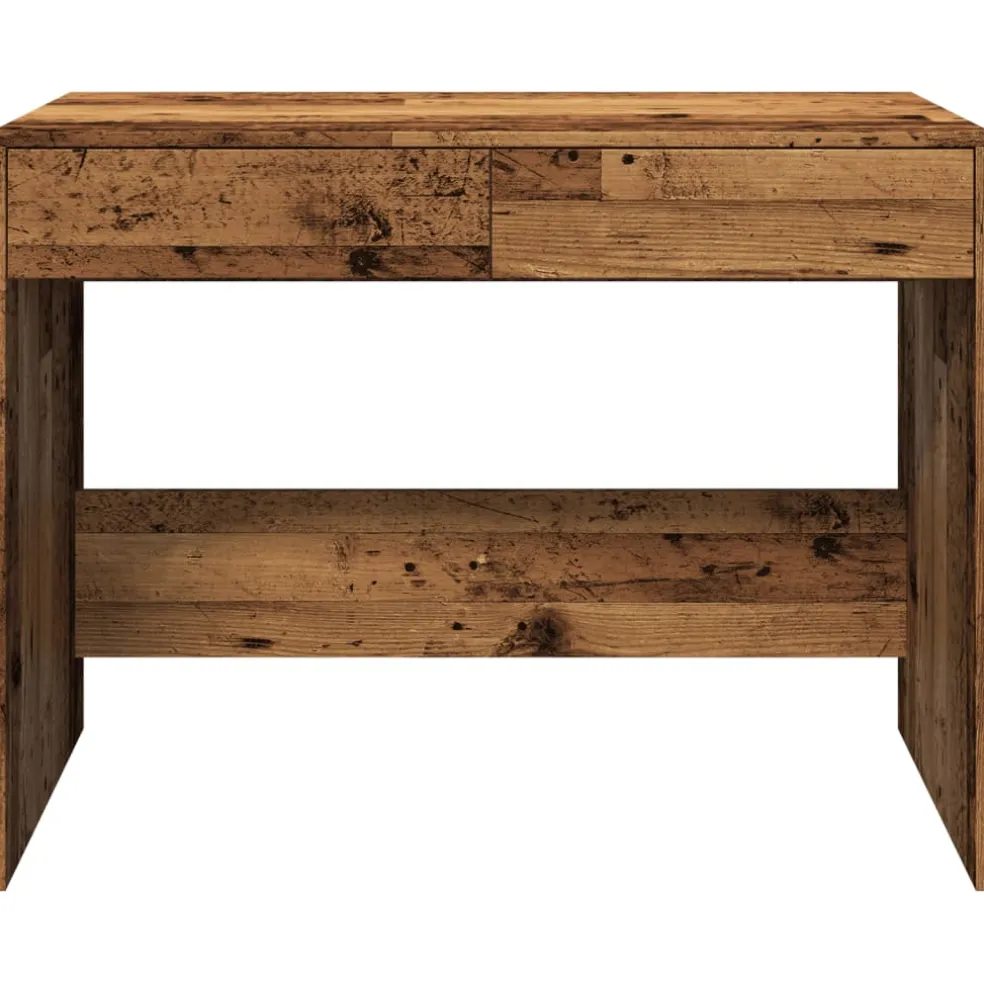 vidaXL Bureau 101x50x76,5 cm bewerkt hout oud houtkleurig