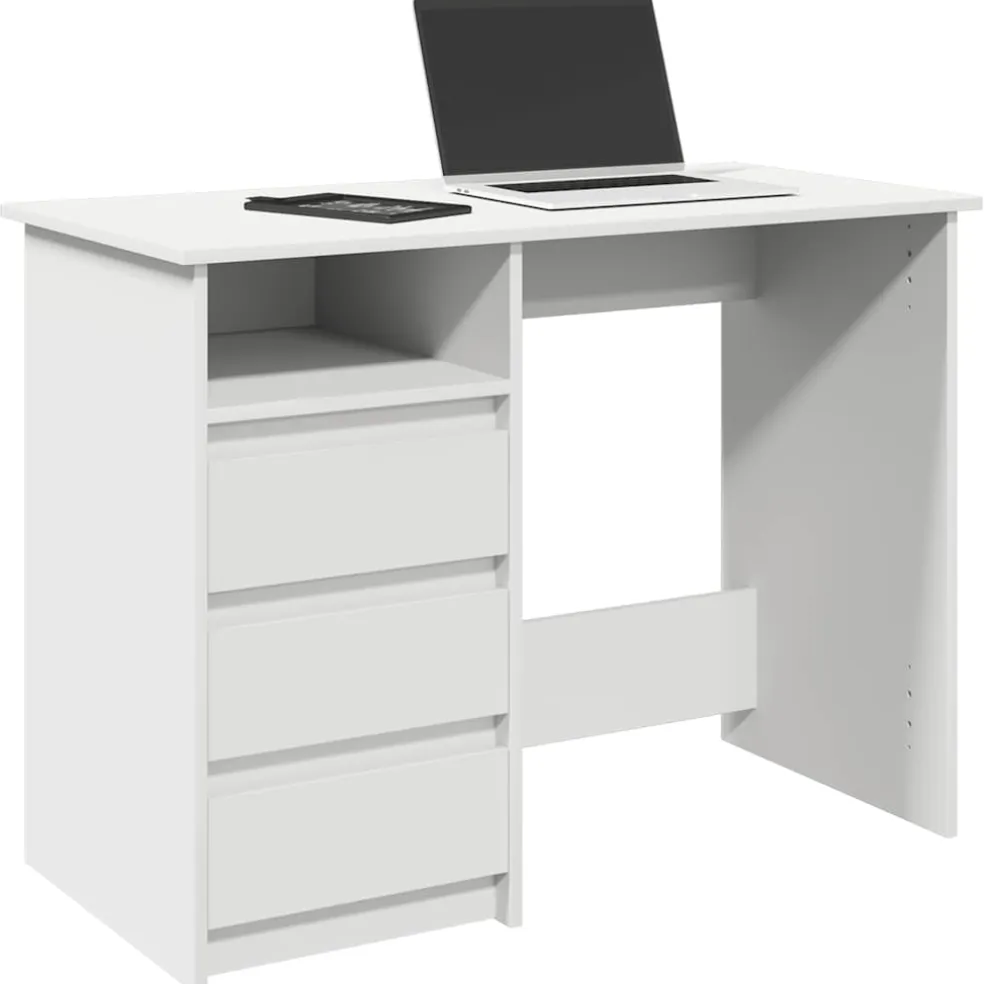 vidaXL Bureau 102x50x75 cm bewerkt hout wit