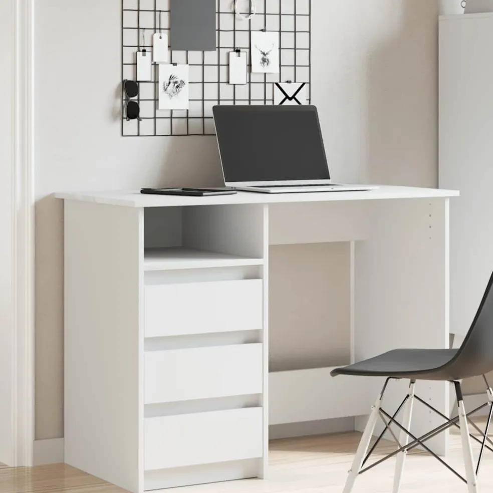 vidaXL Bureau 102x50x75 cm bewerkt hout wit