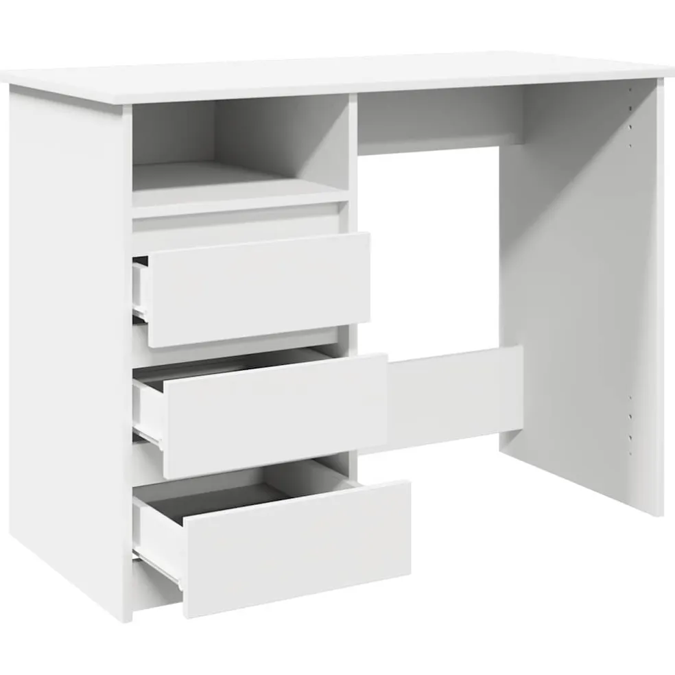 vidaXL Bureau 102x50x75 cm bewerkt hout wit