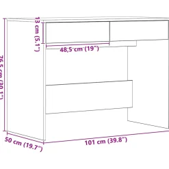 vidaXL Bureau 101x50x76,5 cm spaanplaat zwart eikenkleurig