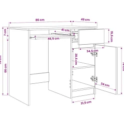 vidaXL Bureau 86x49x76 cm spaanplaat bruin eikenkleurig