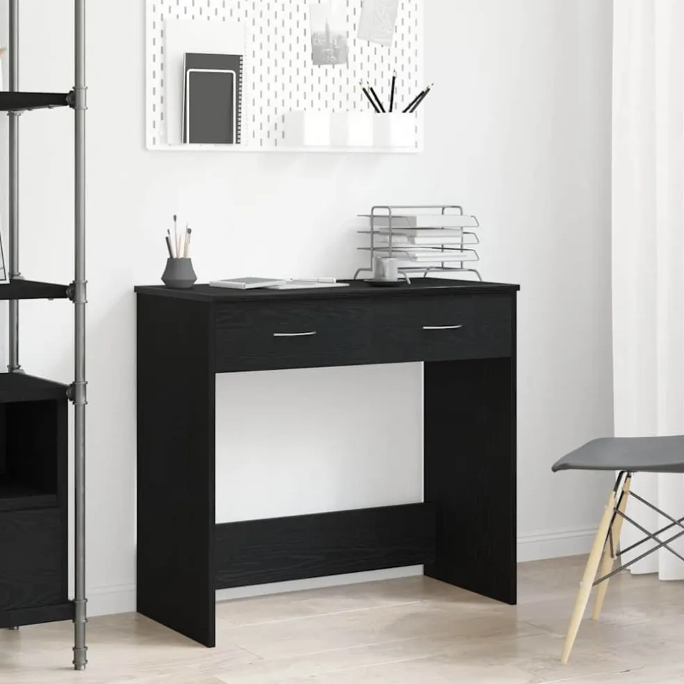 vidaXL Bureau Zwart Eiken Bewerkt hout 80 x 40 x 75 cm