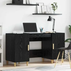 vidaXL Bureau Zwart Eiken Bewerkt hout 140 x 50 x 75 cm