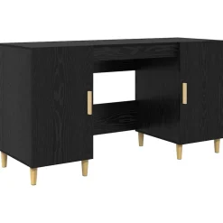vidaXL Bureau Zwart Eiken Bewerkt hout 140 x 50 x 75 cm