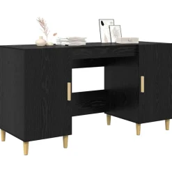 vidaXL Bureau Zwart Eiken Bewerkt hout 140 x 50 x 75 cm