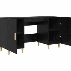 vidaXL Bureau Zwart Eiken Bewerkt hout 140 x 50 x 75 cm