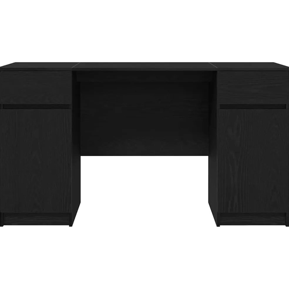 vidaXL Bureau Zwart eiken Bewerkt hout 140 x 49 x 76 cm