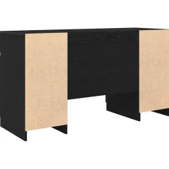 vidaXL Bureau Zwart eiken Bewerkt hout 140 x 49 x 76 cm