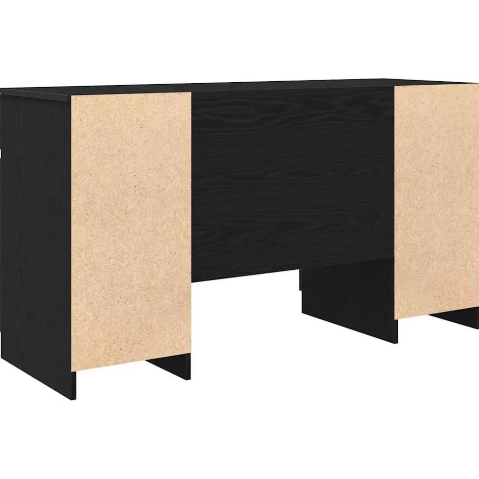 vidaXL Bureau Zwart eiken Bewerkt hout 140 x 49 x 76 cm