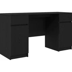 vidaXL Bureau Zwart eiken Bewerkt hout 140 x 49 x 76 cm