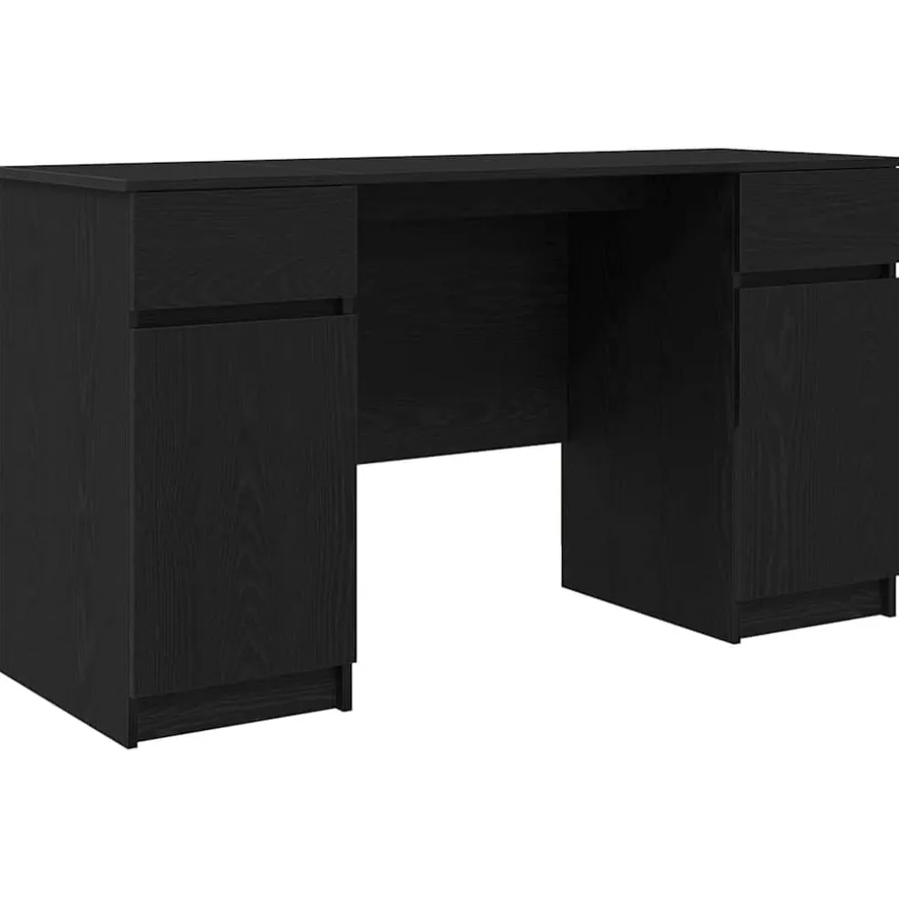 vidaXL Bureau Zwart eiken Bewerkt hout 140 x 49 x 76 cm