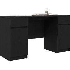 vidaXL Bureau Zwart eiken Bewerkt hout 140 x 49 x 76 cm