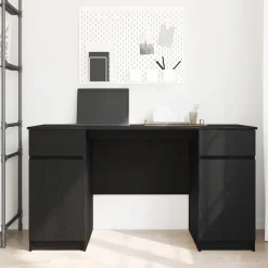 vidaXL Bureau Zwart eiken Bewerkt hout 140 x 49 x 76 cm