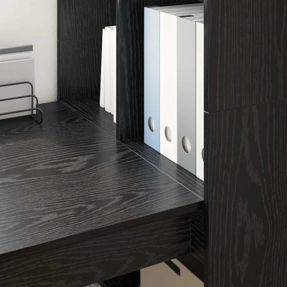vidaXL Bureau Zwart Eiken Bewerkt hout 122 x 67 x 145 cm
