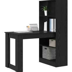 vidaXL Bureau Zwart Eiken Bewerkt hout 122 x 67 x 145 cm